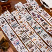 Vintage Coffee Shop Washi Masking Tape Junk Journals Card Scrapbooking Stickers