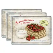 3PK Nostalgic Art Metal/Paper Mail Postcard Strawberries & Cream w/Envelope 14cm