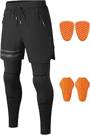 WOSAWE Men's Motorcycle Leggings with Removable CE Pads Sports Protective Pants for MTB, Running, Cycling