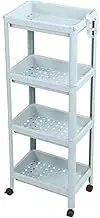 4 Tier Slim Storage Cart, Kitchen Organizer, Laundry Room Organization with Wheels, Bathroom Storage Rack, Slide Out Shelving Unit (4 Layers (with Wheels))