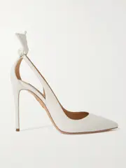 [Aquazzura] Aquazzura - Bow Tie 105 Cutout Leather Pumps - White - IT42 IT 42 White