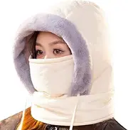 [Generic] Motorcycle Warm Face Cover Hat, Motorcycle Warmer Full Hat, Adjustable Warm Hood Cover Fleece Hat for Cycling, Running, Walking, Climbing