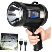 Rechargeable Spotlight, 1000,000 Lumens Handheld Hunting Flashlight Led Black