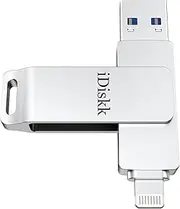 iDiskk USB 3.0 128GB iPhone Flash Drive for iPhone X XR XS MAX,Photo Stick For iPhone 6,iPhone 6 Plus,iPhone 8 Plus, iPad Pro,External Storage for iPhone iPad USB,Touch ID Encryption and MFI Certified