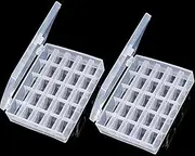 Bobbin Box,Machine Bobbin Organizer Plastic Case,Transparent 25 Slots Empty Bobbins Spools Box，Sewing Craft Plastic Case Storage Box for Sewing Machine (2-Pack)