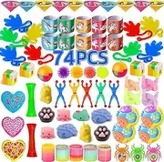 74 PCS Party Favours for Kids Prizes Box Toys, Goodie Bags Stuffers for Classroom Reward Prizes, Birthday Gifts Toys, Treasure Chest Toys, Carnival Prizes Christmas Gifts for Kids 3-5 6-8 8-12