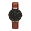 【Daniel Wellington】Classic 簡約時尚 皮錶帶女錶 DW00100136 DW女錶 黑/玫瑰金 36mm DW女錶