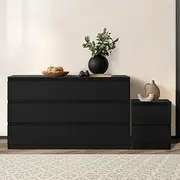 [OIKITURE] Dressers and Bedside Table Cabinet Chest of Drawers Black