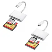 2PACK USB C to SD CF Card Reader for iPad Pro/Macbook Supports CompactCF/SD/TF