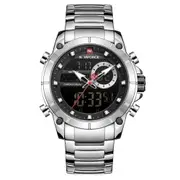 Men's Stainless Steel Band Analogweek Calendar Display Quartz & Dual Display 3atm 30m Water Resistant Wristwatch