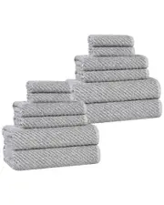 Superior Amelia Medium Weight Diagonal Stripes 12pc Towel Set