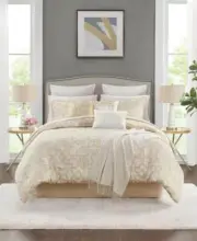 JLA Home Gold Yarn Dye Jacquard Geometric Bowery 14-Pc. Comforter Set King