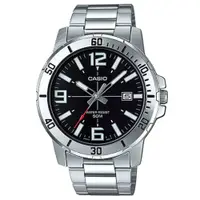 在飛比找蝦皮商城優惠-【CASIO】超清晰防水50米日期顯示不鏽鋼/皮革指針錶-黑