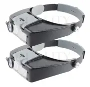 Multi X Power LED Illuminated Visor Headband Magnifier Magnifying Glass Lighted