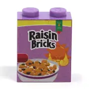 Raisin Bricks Cereal 1x2x2 Brick on real LEGO part - B3 Customs