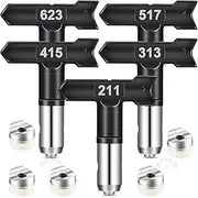 5 pcs Spray Tips Reversible Spray Tip Airless Spray Nozzles for Airless Paint Spray Guns and Airless Sprayer Spraying Machine (211, 313, 415, 517, 623)