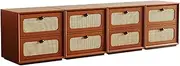 [GUAWJRZDP] Storage Cabinet, Retro Drawer Chest, Wood Chest of Drawers, Drawers Storage with Rattan Decoration, Multifunctional Chest of Drawers, for Bedroom, Living Room, Rustic Brown(4cabinet)