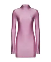 Half-high collar long-sleeved dress S Pink