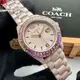 COACH 蔻馳女錶 38mm 粉紅圓形陶瓷錶殼 粉紅中三針顯示, 鑽圈錶面款 CH00161