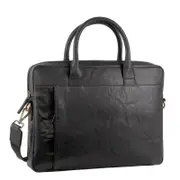 Pierre Cardin Leather MultiHandle 15" Laptop Computer Bag Black