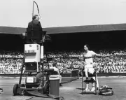 American tennis player John McEnroe pictured in dispute with the - Old Photo