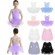 Kids Girls Ballet Dance Tutu Dress Gymnastics Leotard Dress Performance Costume