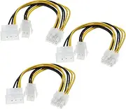 EMSea 3PCS 4 Pin ATX & 4 Pin LP4 Molex to 8 Pin EPS Power Adapter Cable Desktop Computer CPU Power Supply Extension Cable 18cm