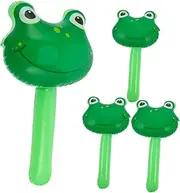 WESIEVYA 4pcs Inflatable Frog Hammers with Squeaky Sound Fun Balloon Sticks for Birthday Parties Home Decorations and Active Play Adorable Cartoon Design for Enhanced Motor Skills