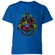 Harry Potter Hogwarts Neon Crest Kids' T-Shirt - Blue