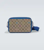 [Gucci] Gucci GG Canvas leather-trimmed shoulder bag