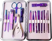 Healvian Professional Nail Clippers Trimmer Set 15-piece Manicure Tools Colorful Titanium Easy to Use for Nail Art Grooming