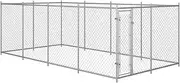 Outdoor Dog Kennel 7.6x3.8x1.9 m - Galvanised Steel Construction, Lockable Latch System, Chain-Link Mesh, Spacious 32 m² Enclosure, Silver Finish, Perfect for Play