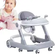 Foldable Toddler Walker - Adjustable Activity Walker, Cozy and Breathable Adventure with Wheels | Portable Baby Learning Walker with Linen Seat, Auxiliary Brake, and Bumper for Playtime Mobility