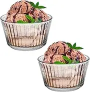 Beautyflier Glass Dessert Bowls Set, 10oz Glass Ice Cream Cups Small Trifle Cute Sundae Glasses Dessert Bowl for Dessert, Sundae, Ice Cream, Fruit, Salad, Snack, Cocktail, Condiment (Clear1, 2pcs)