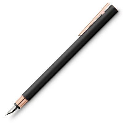 Faber-Castell Design Neo Slim Fountain Pen in Black Matte and Rose Gold - Fine