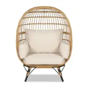 New Outdoor Egg Chair PE Wicker with Legs Large Pod Chair Brown Cream