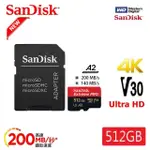 【SANDISK 晟碟】[極速升級 全新版] 512GB EXTREMEPRO A2 記憶卡 附SD轉卡(高速讀取200MB/S 原廠永久保固)