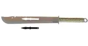 Japanese Style Tactical Machete 48cm Steel Blade Cutout Mini Knife Paracord Hand