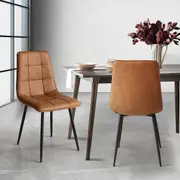 Levede Set of 4 PU Leather Padded Seat Dining Chairs - Brown