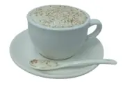 Display Fake Food Prop Cappuccino Coffee With Froth On Spoon