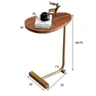 Small Side Table Modern Dark Wood Grain Space Saving C Shaped End Table XG