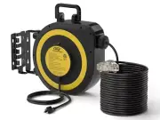 50Ft Retractable Extension Power Cord Reel, 14AWG/13A/SJTOW w/Adjustable Stopper