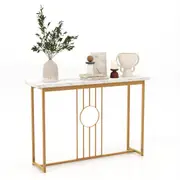 Giantex 1.2M Hallway Table Console Table Entryway Display Table Faux Marble Tabletop