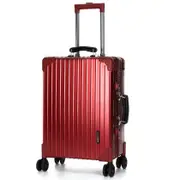 Swiss Aluminium Luggage Suitcase Lightweight with TSA locker 8 wheels 360 degree rolling HardCase SN7611C-Red