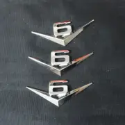 3x V6 Silver Chrome Metal Decal Sticker Emblem Badge Engine Turbo charged Sports (for: Renault)