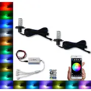 H4 9003 27 SMD RGB Multi-Color Changing Shift Led Fog Light Bulb Bluetooth Pair (for: Volkswagen)