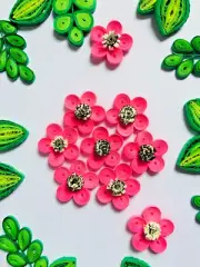 DIY Paper Quilling hand made pink color beautiful flowers 30 lot free shipping
