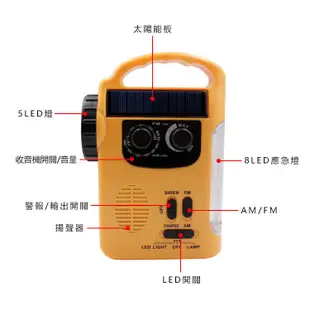 台灣霓虹 地震颱風救命寶 LED緊急照明 手搖充電式手電筒 太陽能發電 警報器 探照燈 AM/FM收音機（現貨）