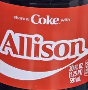 Share A Coke With Allison 2025 Personalized Gift Coca Cola Bottle