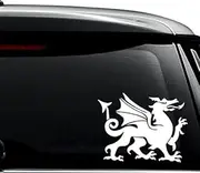 Red Dragon Wales Welsh Flag Decal Sticker For Use On Laptop, Helmet, Car, Truck, Motorcycle, Windows, Bumper, Wall, and Decor Size- [6 inch] / [15 cm] Wide / Color- Gloss White